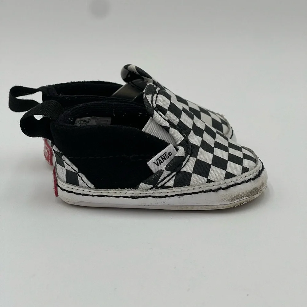 Vans Baby Checkerboard Slip-On Shoes Black & White